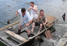 Ian, Michael and crew member (!) hopefully remembered to keep the sun roof closed. Photo: DQM 